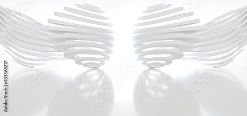 Obraz na płótnie Luxury white abstract architectural minimalistic background. Contemporary showroom. Modern exhibition stand. Empty gallery. Backlight. Polygonal Graphic Design. 3D illustration and rendering. w salonie