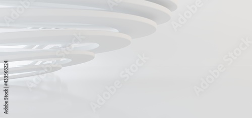Obraz na płótnie Luxury white abstract architectural minimalistic background. Contemporary showroom. Modern exhibition stand. Empty gallery. Backlight. Polygonal Graphic Design. 3D illustration and rendering. w salonie