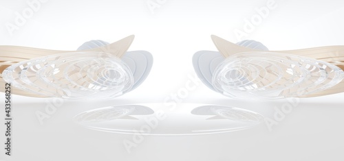 Obraz na płótnie Luxury parametric abstract architectural minimalistic background. Contemporary showroom. Modern colored glass exhibition tunnel. Empty gallery. Backlight. 3D illustration and rendering. w salonie