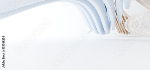Obraz na płótnie Luxury parametric abstract architectural minimalistic background. Contemporary showroom. Modern colored glass exhibition tunnel. Empty gallery. Backlight. 3D illustration and rendering. w salonie
