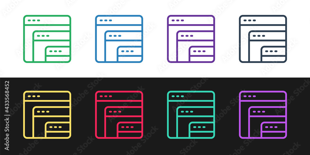 Set line Software, web developer programming code icon isolated on black and white background. Javascript computer script random parts of program code. Vector Set line Software, web developer programming code icon isolated on black and white background. Javascript computer script random parts of program code. Vector