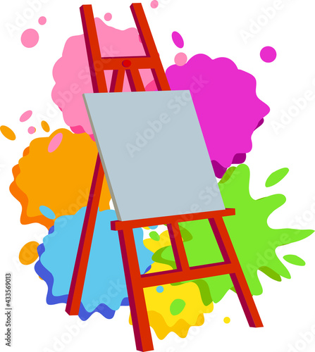 A bright easel with a blank canvas for placing a print or drawing