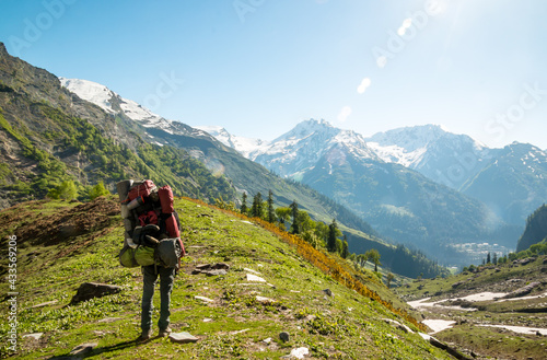 A lone hiker on the Beas Kund trek in northern India