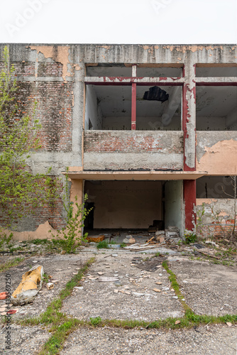 Abandoned the oldest sugar factory in Serbia. The abandoned factory buildings are in the municipality of Padinska Skela in Belgrade, Serbia. photo