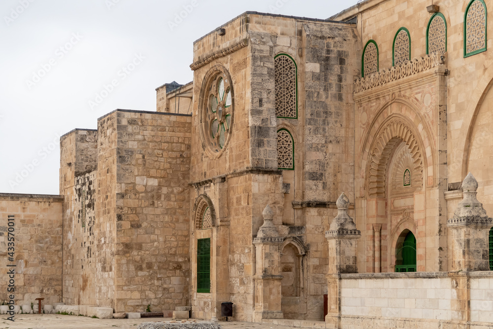 The side  fasade of Al Aqsa Mosque on the Temple Mount, in the Old Town of Jerusalem, in Israel