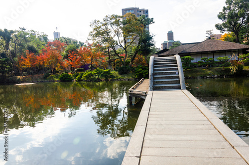 Shukkeien Japanese garden in Hiroshima, Japan.