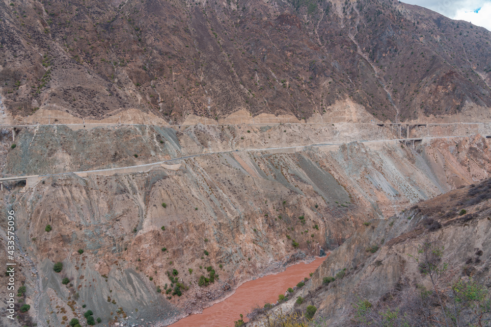landscape of the river in canyon mountains