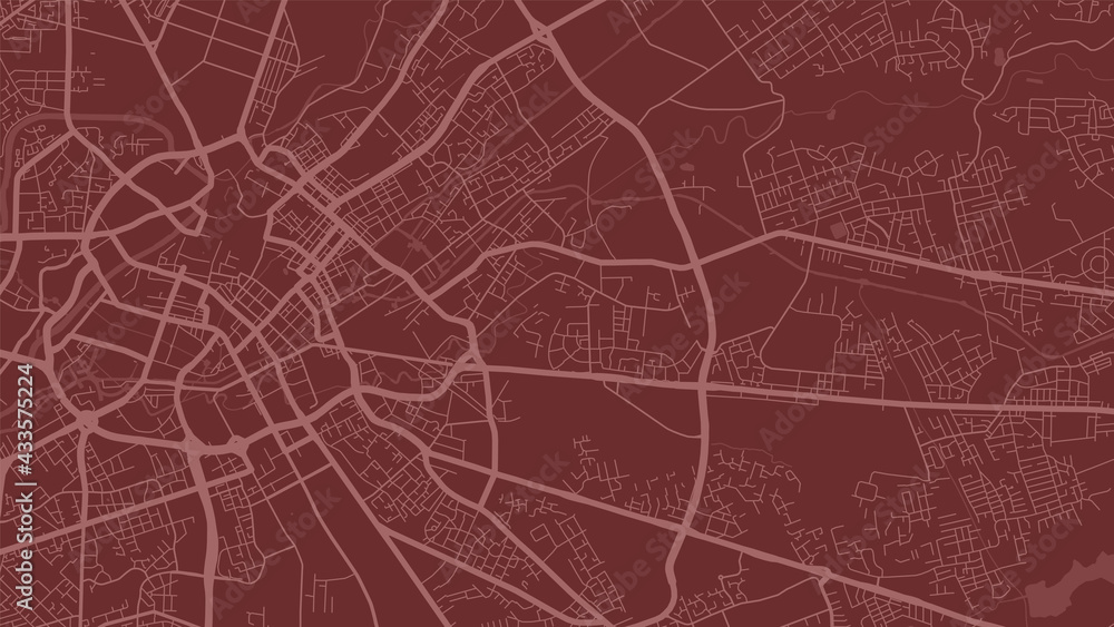 Red Manchester city area vector background map, streets and water cartography illustration.