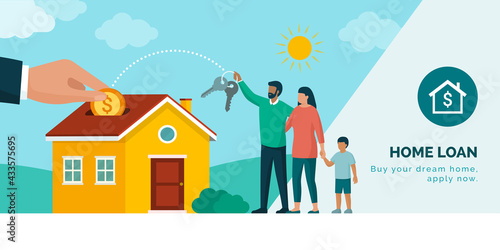 Family buying a new home and taking a loan