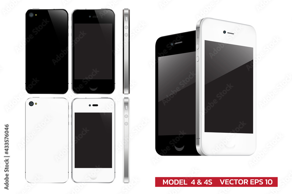 Mock up of popular phone generation in fourth gen, realistic vector illustration for presentation. Mock up of popular phone generation in fourth gen, realistic vector illustration for presentation.