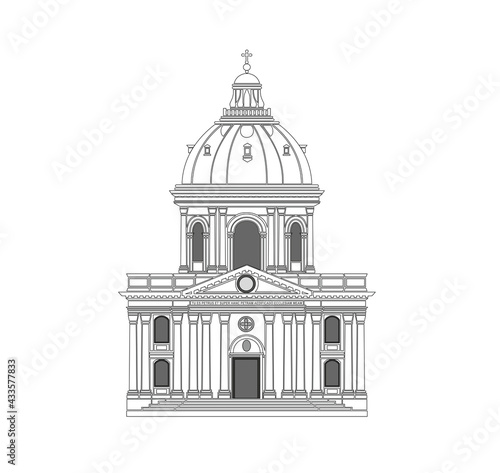 DRAWING OF HISTORICAL BUILDINGS OF VENICE, ANCIENT ITALIAN ARCHITECTURE IN GOTHIC AND NEOCLASSIC STYLE