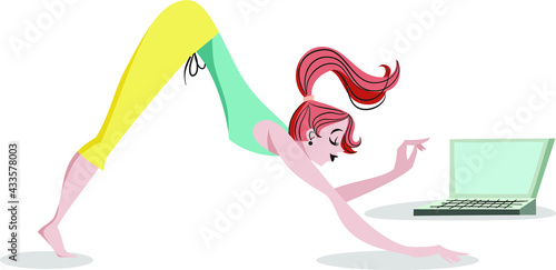 vector illustration - online yoga class 