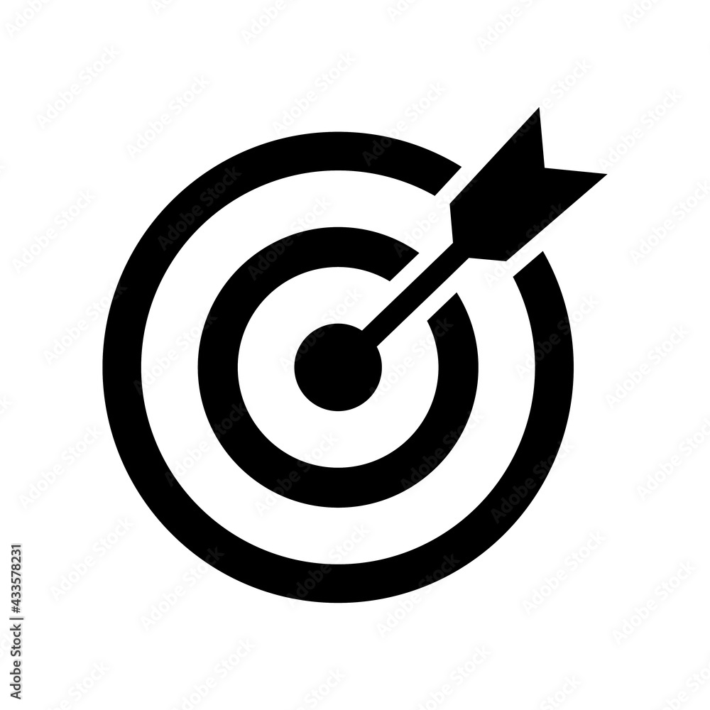 Target vector icon. Target with arrow icon. Mission or business goal logo. Target dart icon vector illustration isolated on white background. Vector for app or ui ux. Target vector icon. Target with arrow icon. Mission or business goal logo. Target dart icon vector illustration isolated on white background. Vector for app or ui ux.