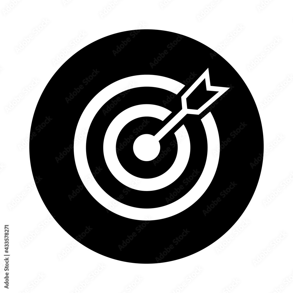 Target vector icon. Target with arrow icon. Mission or business goal logo. Target dart icon vector illustration isolated on white background. Vector for app or ui ux. Target vector icon. Target with arrow icon. Mission or business goal logo. Target dart icon vector illustration isolated on white background. Vector for app or ui ux.
