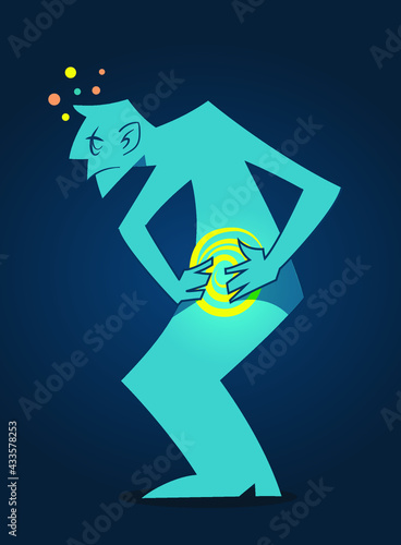Human silhouette illustration - stomach ache and bad digestion