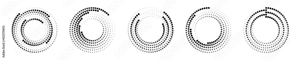 halftone dot circle frame vector. round dotted pattern geometric background