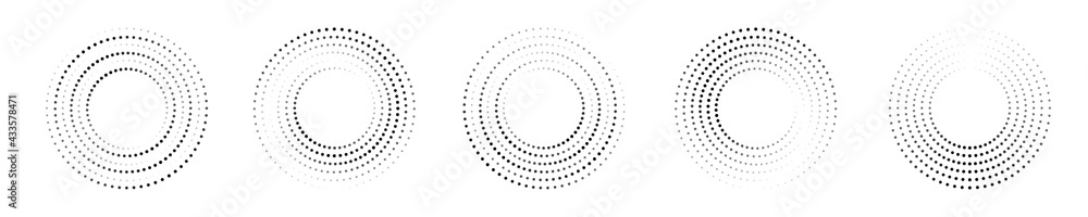 halftone dot circle frame vector. round dotted pattern geometric background