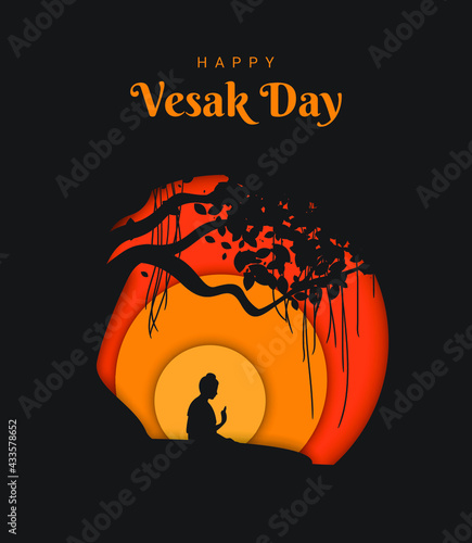 happy vesak day background illustration 