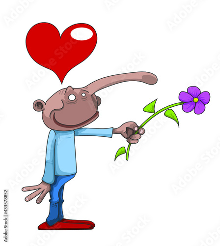 Amoureux qui offre une fleur