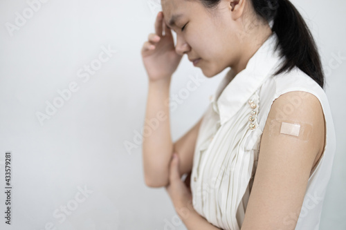 Konstfotografi Tired asian lady girl with a fever,headache,fatigue,dizziness,allergic reactions