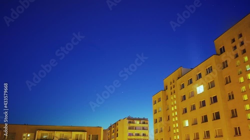 Paasiku street at night time in Lasnamae, Tallinn. Timelapse. photo