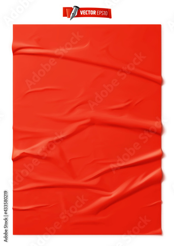 Texture de papier rouge collé vectorielle sur fond blanc