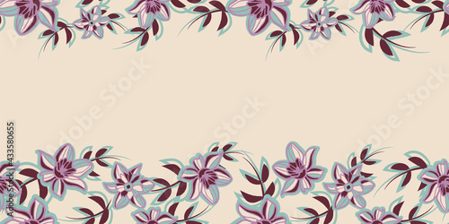 Vector violet brown green floral seamless pattern 