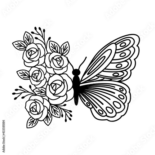 
beautiful  black flower butterfly on isolated background