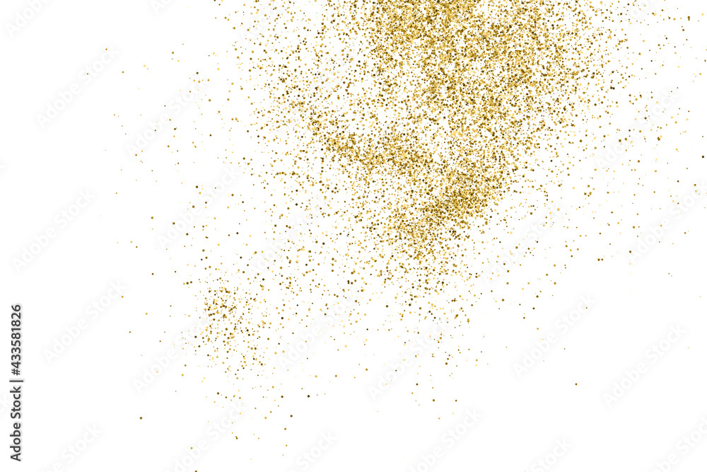 Gold Glitter Texture Isolated On White. Amber Particles Color. Celebratory Background. Golden Explosion Of Confetti. Vector Illustration, Eps 10.