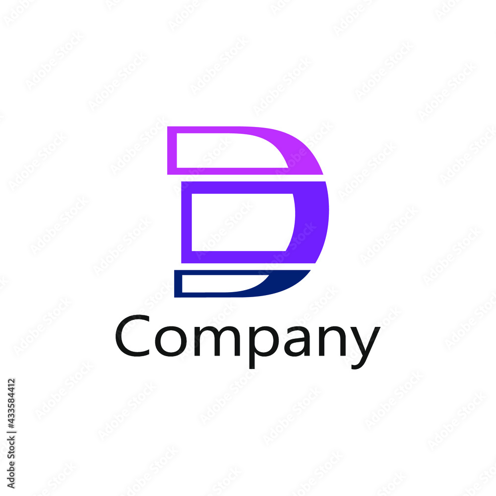 Fototapeta premium abstract logo letter D cut in the middle