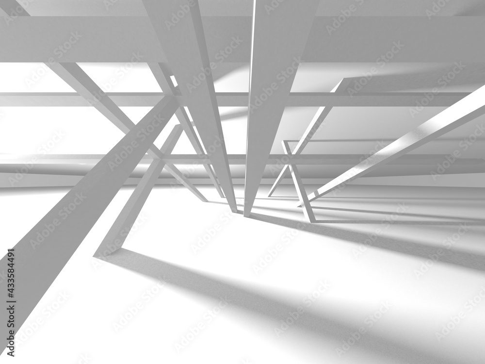 Fototapeta premium Illuminated corridor interior design. Empty Room Interior Background