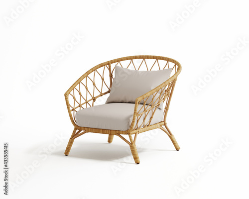3d rendering of an isolated modern rattan lounge chair	
 photo