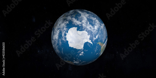 Foto Antarctica, South Pole, in planet Earth, aerial view from outer space