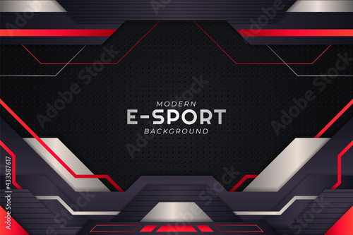 Modern Futuristic Gaming and Social Media Banner Red and Dark Metallic Grey Background