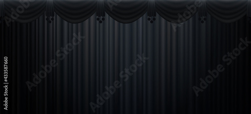 Black curtain wall with spotlight texture abstract background vector illustration
