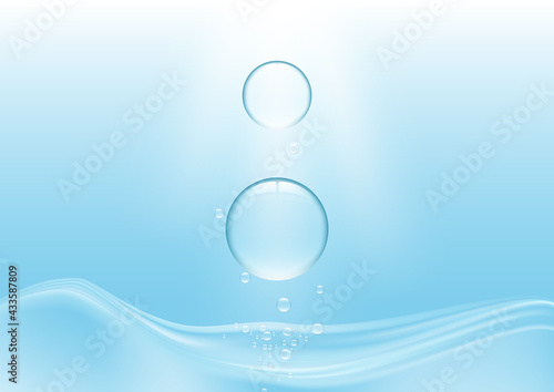 Falling blue water drops on water surface vector illustration