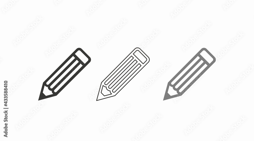 Pencil Icon Set. Vector isolated simple flat illustration of a pencil Pencil Icon Set. Vector isolated simple flat illustration of a pencil