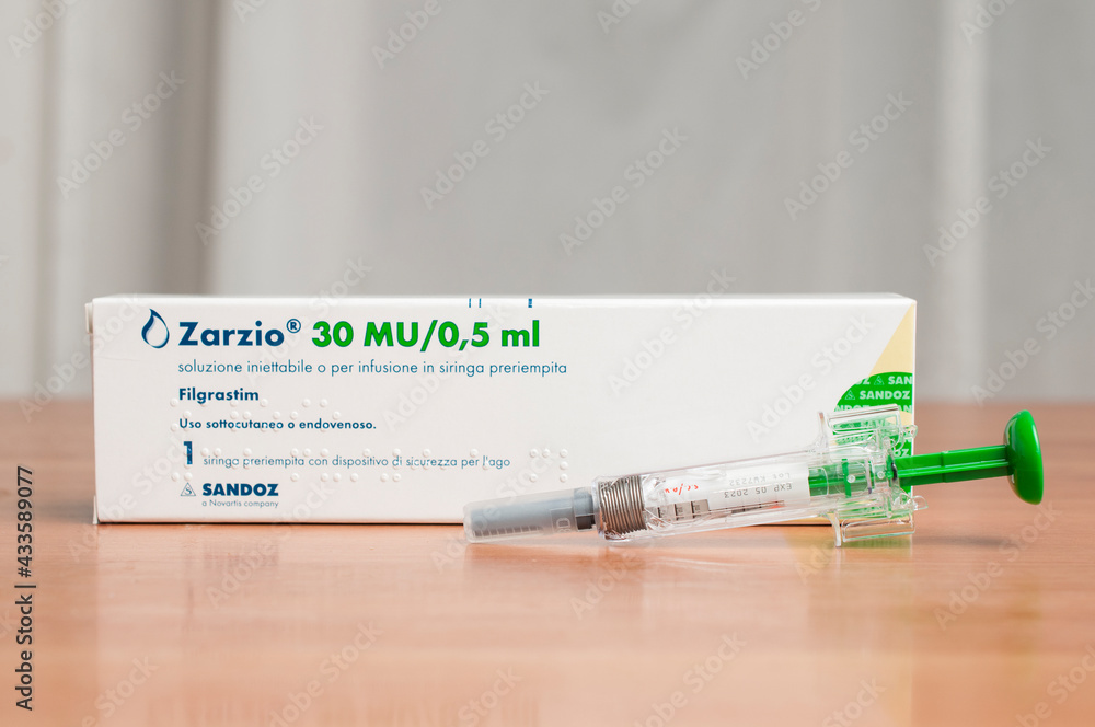 An injection of Zarzio (or Zarxio) Filgrastim, used during chemotherapy