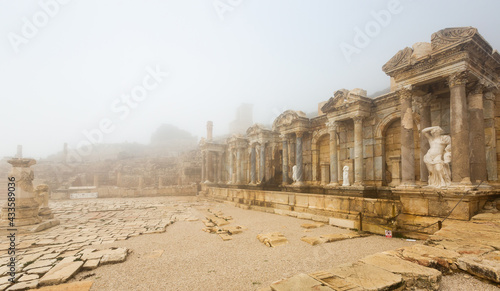 Notable ruins of antique city of Sagalassos overlooking grandiose Antonine Nymphaeum. Turkish historical and cultural monument.. photo