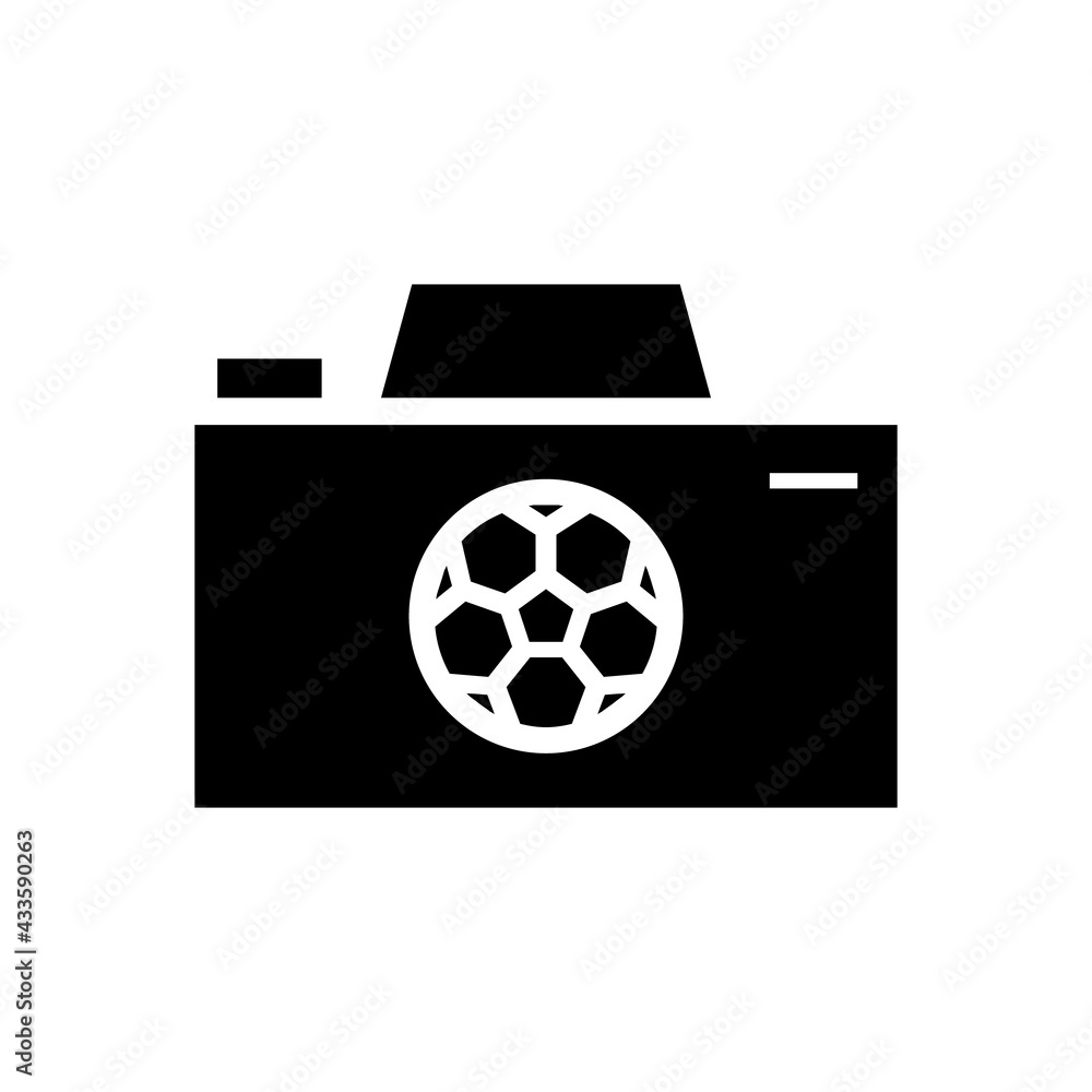 Football or Soccer Camera Vector icon in Glyph Style. The camera with the soccer ball is a symbol of capture or image. Vector illustration icons can be used for apps, websites, or part of logo. Football or Soccer Camera Vector icon in Glyph Style. The camera with the soccer ball is a symbol of capture or image. Vector illustration icons can be used for apps, websites, or part of logo.