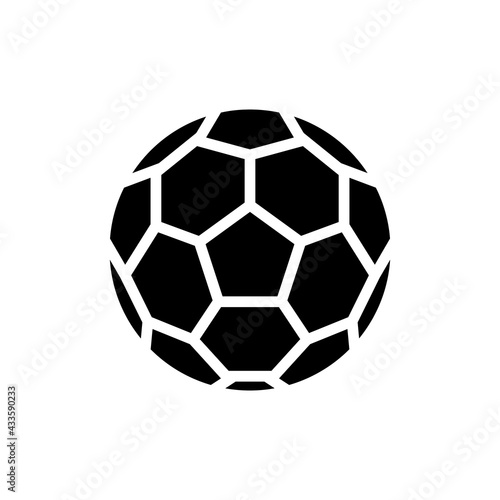 Football or Soccer Ball Icon In Glyph Style. The Ball is Round  Covered with Leather or Some Other Suitable Material. Vector illustration Icon Can be Used for an App  Website  or Part of Logo.