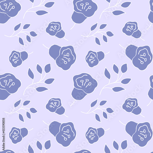 Seamless pattern with floral elements in hand draw style. Vector illustration, endless texture for seasonal spring or summer design.