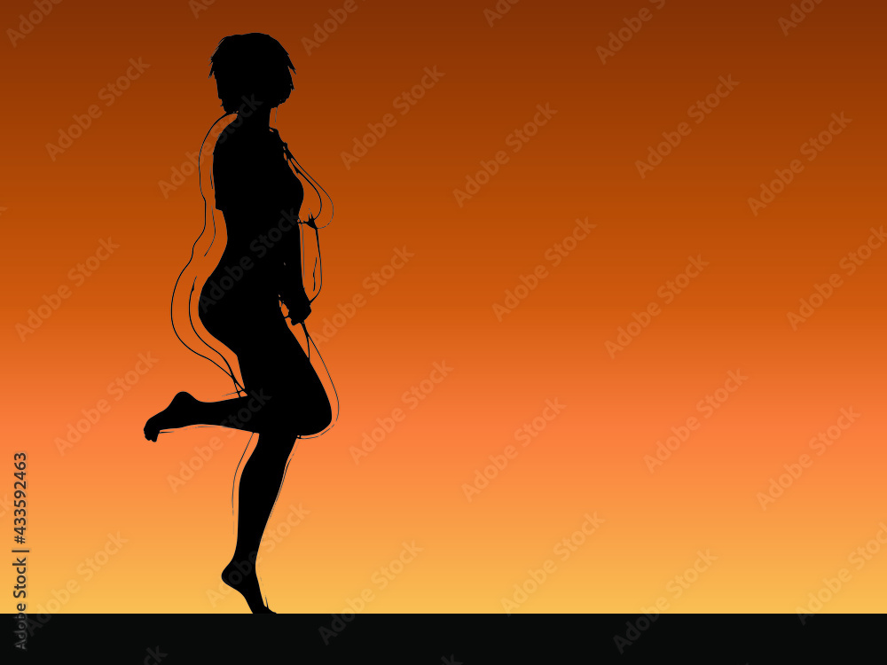 Vector conceptual fat overweight obese female vs slim fit healthy body after weight loss or diet with muscles thin young woman over sunset. Fitness, nutrition or fatness obesity, health shape Vector conceptual fat overweight obese female vs slim fit healthy body after weight loss or diet with muscles thin young woman over sunset. Fitness, nutrition or fatness obesity, health shape