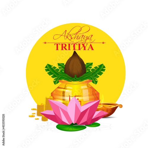 Vector  Illustration of Happy Akshaya Tritiya.
