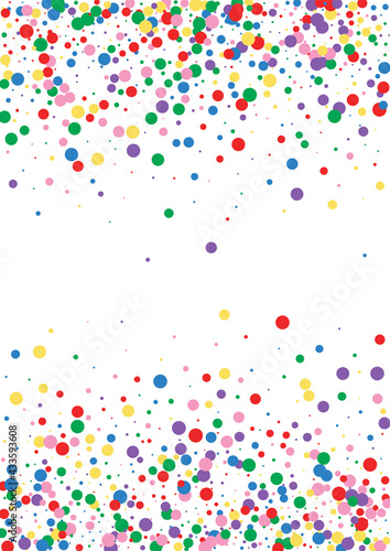 Red Confetti Rainbow Texture. Dot Paint Illustration. Yellow Sale Round. Multicolored Event Circle Background.