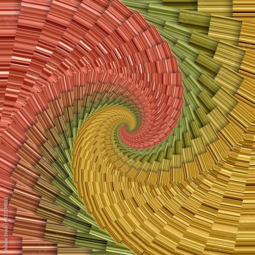 Red green and yellow spiral pattern background