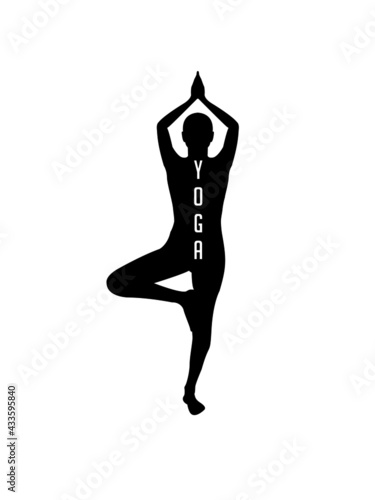 vector silhouette of standing yoga person in logo design illustration