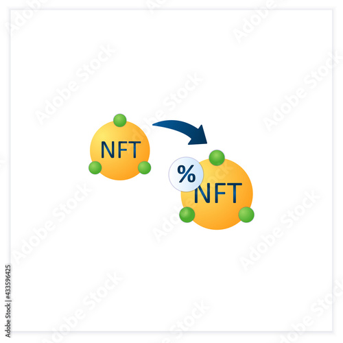 NTF resale flat icon. Subsequent percentage. Secondary sale.Agreement. Digitalization concept. 3d vector illustration