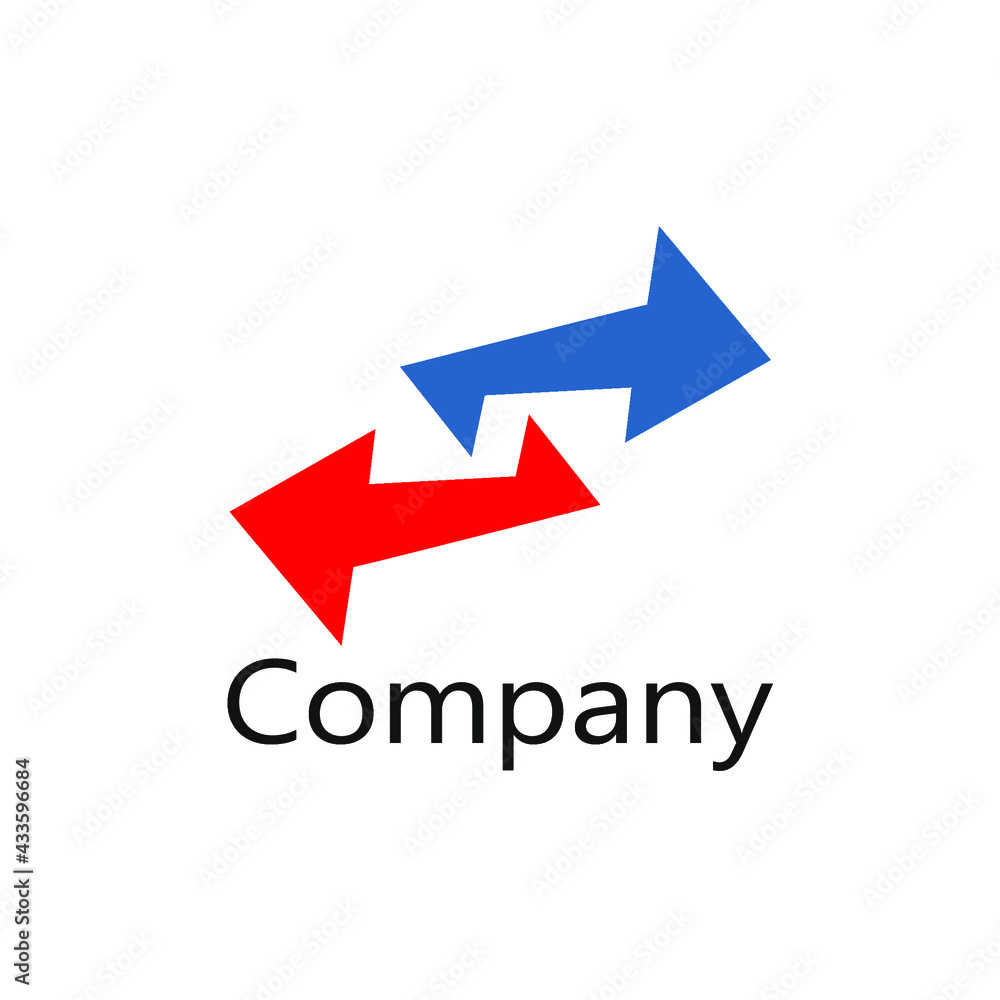 vector arrow in red and blue and opposite direction vector arrow in red and blue and opposite direction
