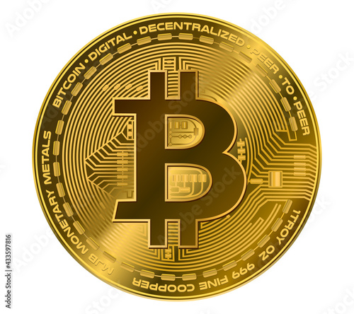 Bitcoin. Crypto currency. Bitcoin symbol isolated on white background. Vector bitcoin illustration. Digital currency.